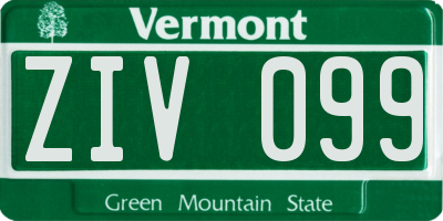 VT license plate ZIV099