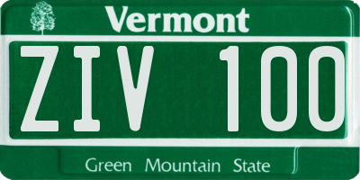 VT license plate ZIV100