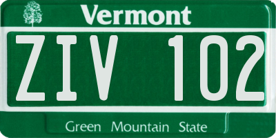 VT license plate ZIV102