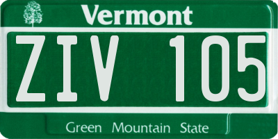 VT license plate ZIV105