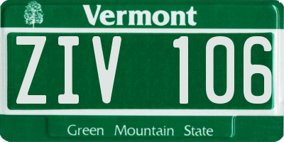 VT license plate ZIV106