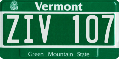 VT license plate ZIV107