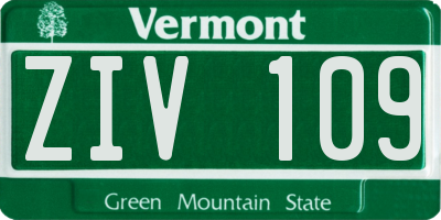 VT license plate ZIV109