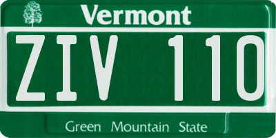 VT license plate ZIV110