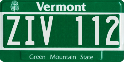 VT license plate ZIV112