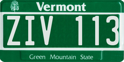 VT license plate ZIV113