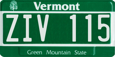 VT license plate ZIV115