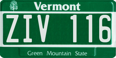 VT license plate ZIV116
