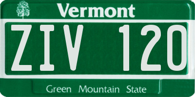 VT license plate ZIV120