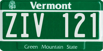 VT license plate ZIV121