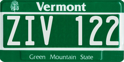 VT license plate ZIV122