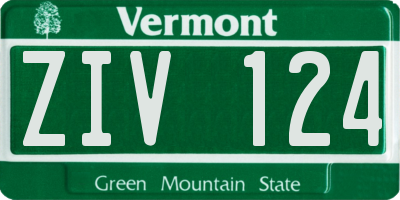 VT license plate ZIV124