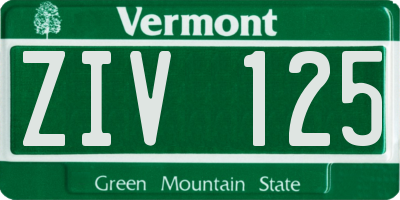 VT license plate ZIV125