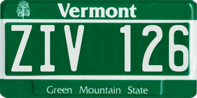 VT license plate ZIV126