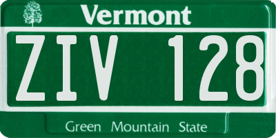 VT license plate ZIV128