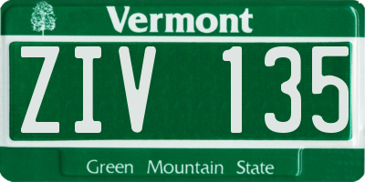 VT license plate ZIV135