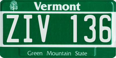 VT license plate ZIV136