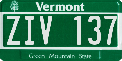VT license plate ZIV137