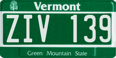 VT license plate ZIV139