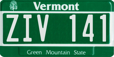 VT license plate ZIV141