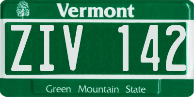 VT license plate ZIV142