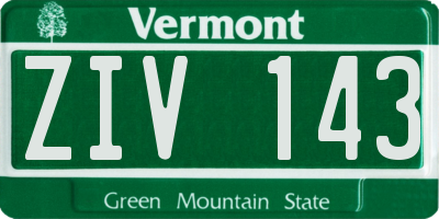 VT license plate ZIV143