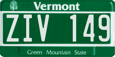 VT license plate ZIV149