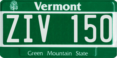 VT license plate ZIV150