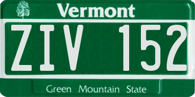 VT license plate ZIV152