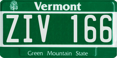 VT license plate ZIV166