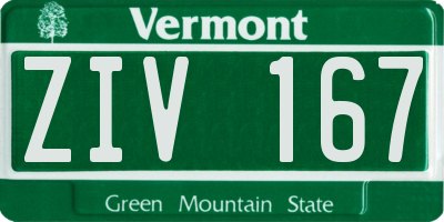 VT license plate ZIV167