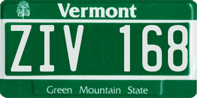 VT license plate ZIV168