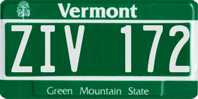 VT license plate ZIV172