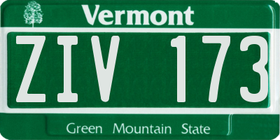 VT license plate ZIV173