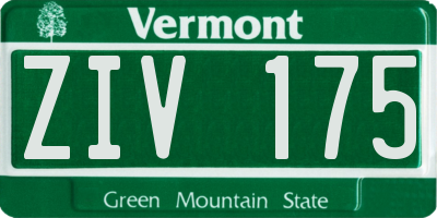 VT license plate ZIV175