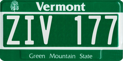 VT license plate ZIV177