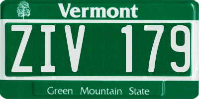 VT license plate ZIV179