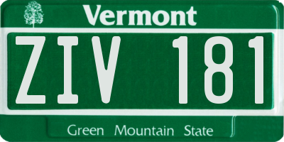 VT license plate ZIV181