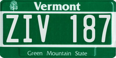 VT license plate ZIV187