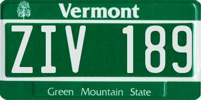 VT license plate ZIV189