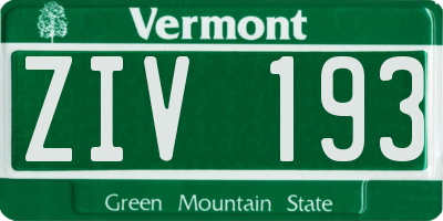 VT license plate ZIV193