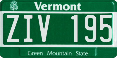 VT license plate ZIV195