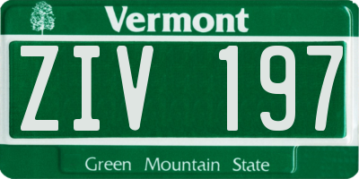 VT license plate ZIV197
