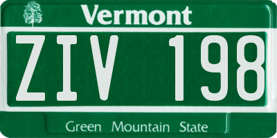 VT license plate ZIV198