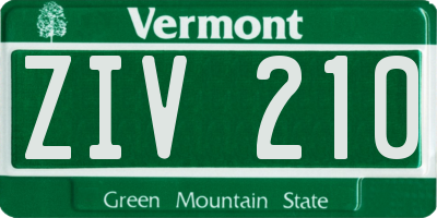 VT license plate ZIV210