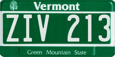VT license plate ZIV213