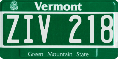 VT license plate ZIV218