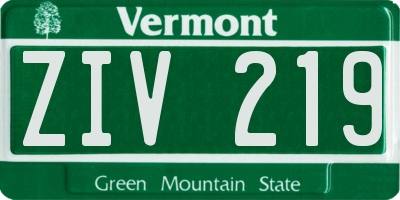VT license plate ZIV219