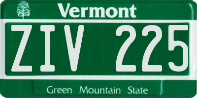 VT license plate ZIV225