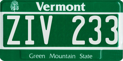 VT license plate ZIV233